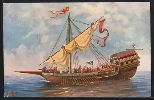 Künstler-AK Christopher Rave: Türkische Galeere, 17. Jahrhundert