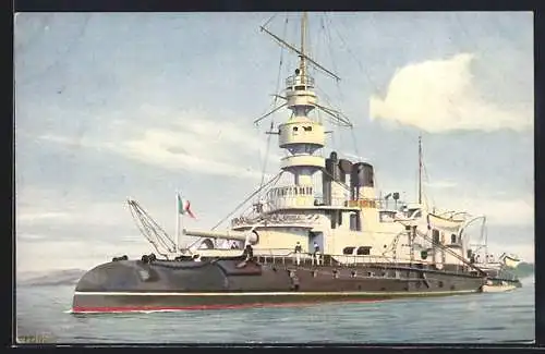 Künstler-AK Chr. Rave: Französisches Linienschiff Valmy 1892