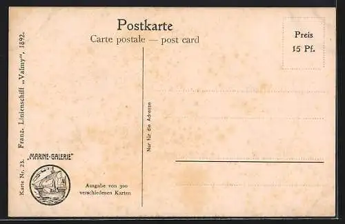 Künstler-AK Chr. Rave: Französisches Linienschiff Valmy 1892