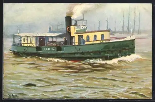 Künstler-AK Christopher Rave: Havenstoombotje, Dampfschiff