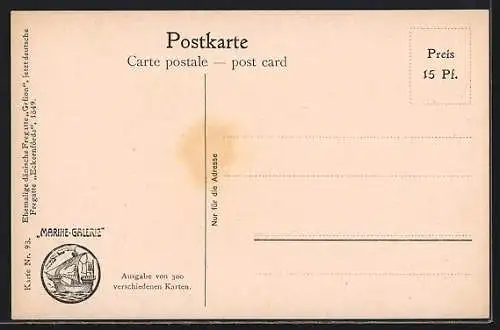 Künstler-AK Christopher Rave: Ehem. dänische Fregatte Gefion, jetzt deutsche Fregatte Eckernförde, 1849