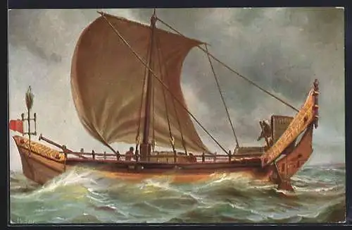 Künstler-AK Christopher Rave: Segelboot, Hinterindien