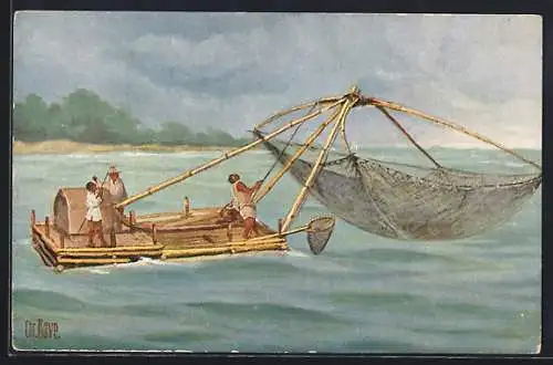 Künstler-AK Christopher Rave: Philippinisches Fischerboot