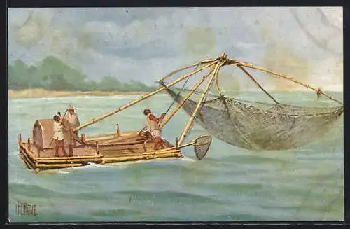 Künstler-AK Christopher Rave: Philippinisches Fischerboot
