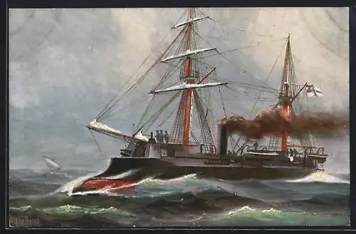 Künstler-AK Christopher Rave: SM Kriegsschiff Prinz Adalbert, 1865