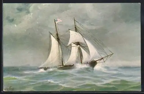 Künstler-AK Christopher Rave: Marine-Galerie, Karte Nr. 281, Amerikanische Schonerbrigg, 1838