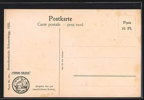 Künstler-AK Christopher Rave: Marine-Galerie, Karte Nr. 281, Amerikanische Schonerbrigg, 1838