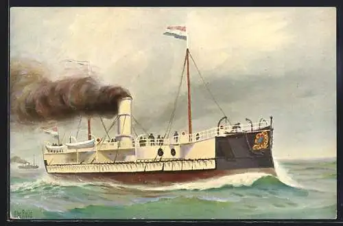 Künstler-AK Christopher Rave: Holländisches Kanonenboot Stier, 1868