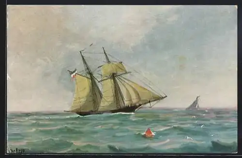 Künstler-AK Christopher Rave: Deutscher Schoner um 1840