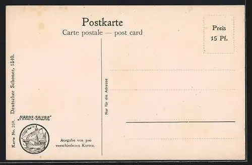 Künstler-AK Christopher Rave: Deutscher Schoner um 1840