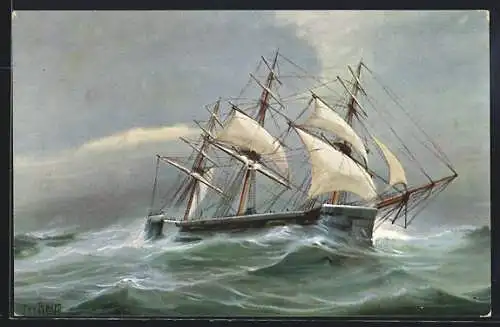 Künstler-AK Christopher Rave: Britisches Turmschiff Captain, 1870