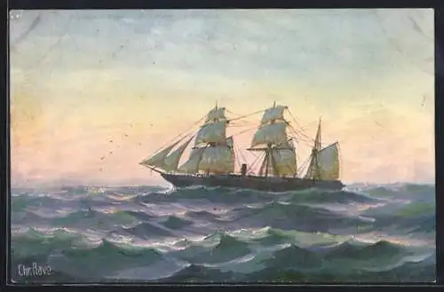 Künstler-AK Christopher Rave: Dampfer Borussia der H.A.L., 1856