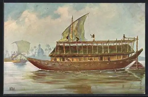 Künstler-AK Christopher Rave: Bengalisches Transportboot, Jetztzeit