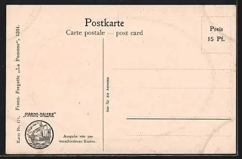 Künstler-AK Christopher Rave: Französische Fregatte La Pomone um 1804