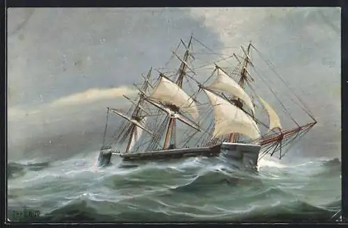 Künstler-AK Christopher Rave: Britisches Turmschiff Captain, 1870