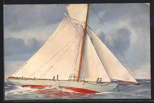Künstler-AK Christopher Rave: Segeljacht `Kommodore II` im 19. Jahrhundert
