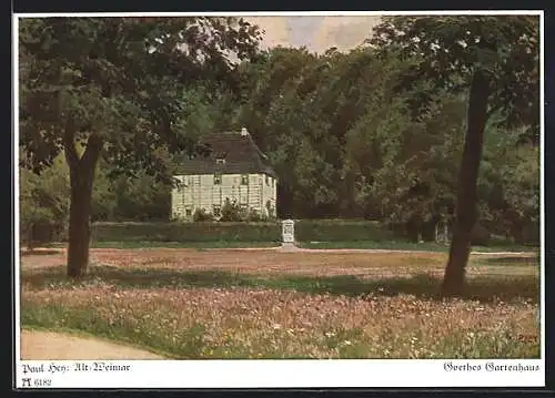 Künstler-AK P. Hey: Goethes Gartenhaus in Alt-Weimar