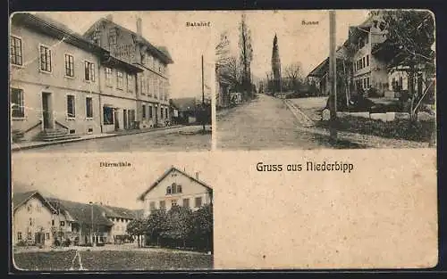 AK Niederbipp, Gasthaus zur Sonne, Bahnhof, Dürrmühle