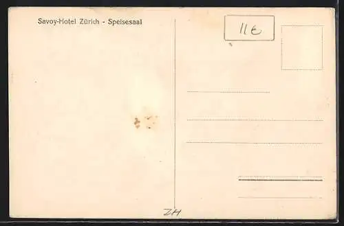 AK Zürich, Savoy-Hotel, Speisesaal, Innenansicht