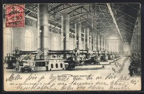 AK Genève, Forces Motrices, Wasserkraftwerk, um 1900