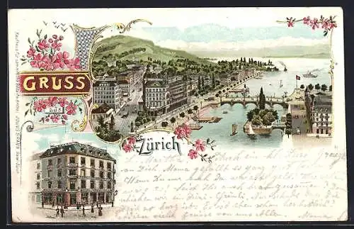 Lithographie Zürich, Geschäftshaus Jul. Brann, Panorama