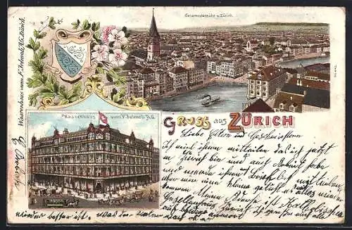 Lithographie Zürich, Waarenhaus F. Jelmoli AG, Gesamtansicht