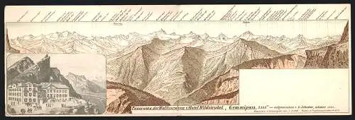 Klapp-AK Gemmipass, Hotel Wildstrubel, Panorama der Walliseralpen