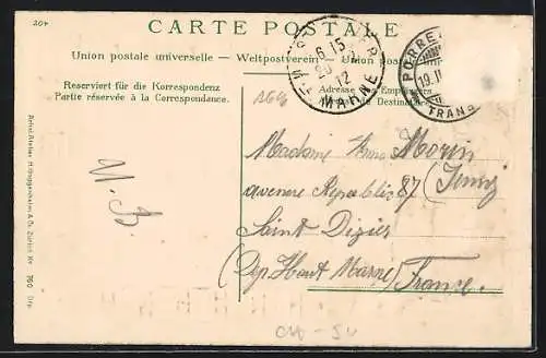 AK Porrentruy, Gesamtansicht im Passepartout mit Helvetia und Kantonswappen