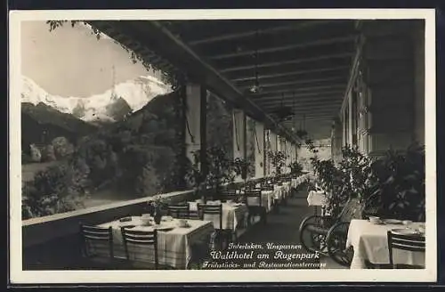 AK Interlaken, Unspunnen, Waldhotel am Rugenpark, Terrasse