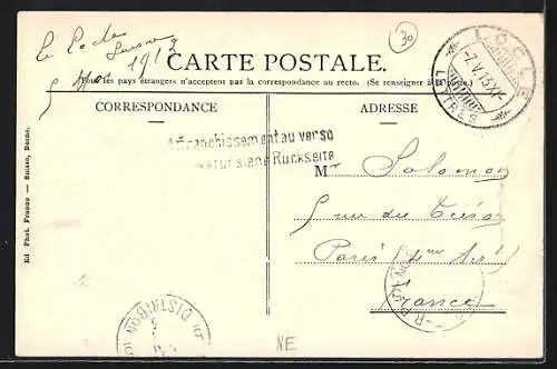 AK Le Locle, Totalansicht mit Turm aus der Vogelschau