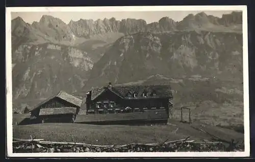 AK Flums, Kurhaus Sässliwiese mit Bergpanorama