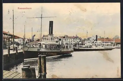 AK Romanshorn, Dampfer im Hafen