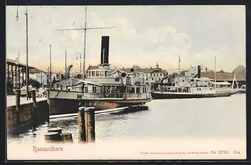AK Romanshorn, Dampfer im Hafen