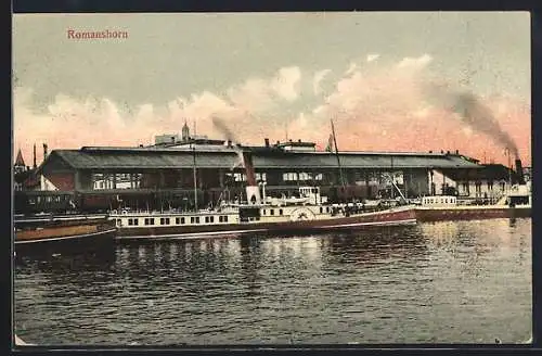 AK Romanshorn, Dampfer im Hafen
