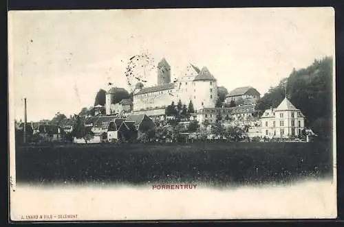 AK Porrentruy, Ortspartie mit Burg