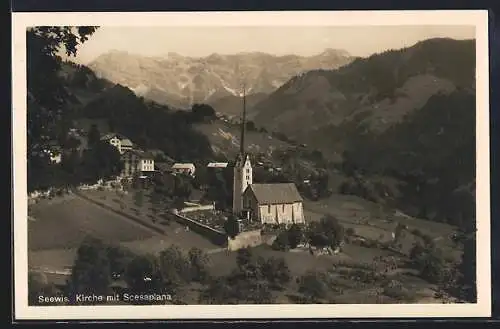 AK Seewis, Kirche mit Scesaplana