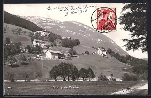 AK Champ du Moulin, Ortspartie mit Bergen