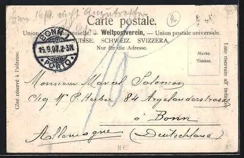 AK Les Brenets, Panorama mit Kirche