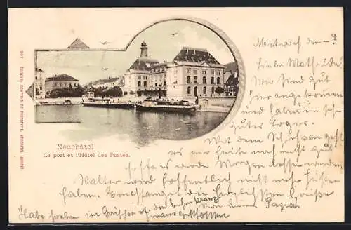 AK Neuchâtel, Le port et l`Hôtel des Postes
