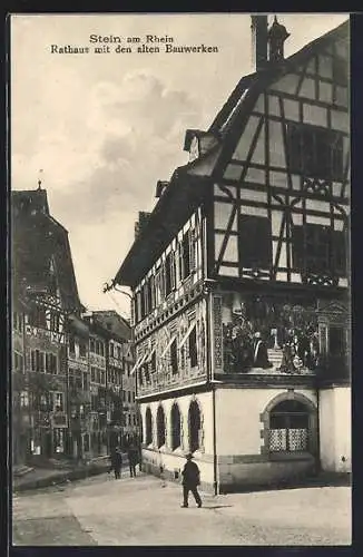AK Stein am Rhein, Rathaus mit den alten Bauwerken