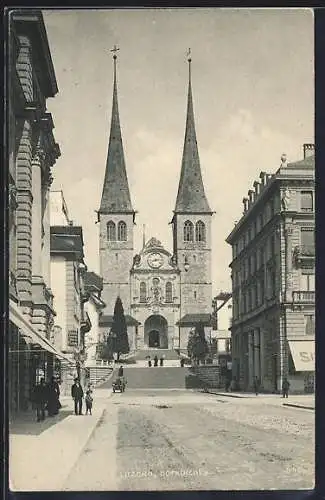 AK Luzern, Blick auf die Hofkirche