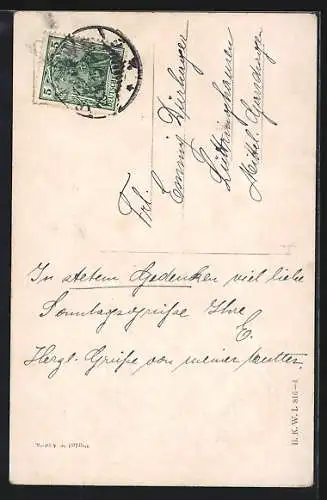 Künstler-AK Rotwild im winterlichen Wald