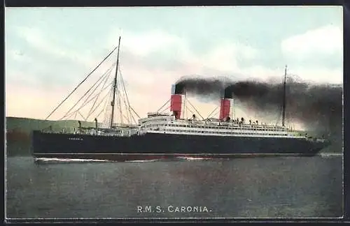 AK Passagierschiff RMS Caronia in voller Fahrt vor der Küste