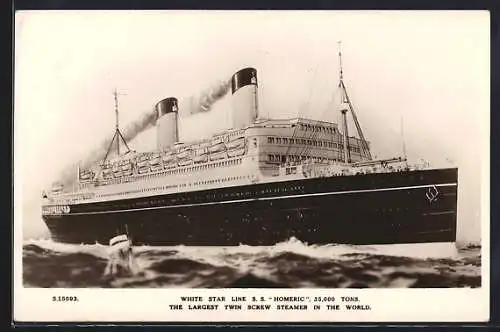 AK Passagierschiff SS Homeric der White Star Line auf See