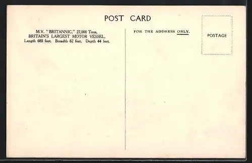 AK Passagierschiff M.V. Britannic in voller Fahrt, White Star Liner
