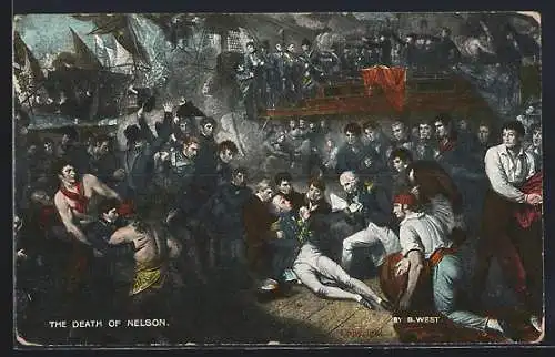 AK Nelson sinkt von einer Kugel getroffen auf dem Deck der HMS Victory nieder