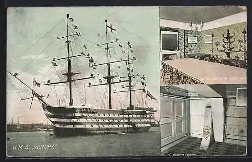 AK HMS Victory, Nelson`s Room at the George Hotel, the Cockpit with the place Nelson died