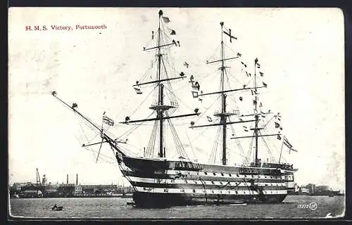AK Portsmouth, Kriegsschiff HMS Victory vor der Stadt