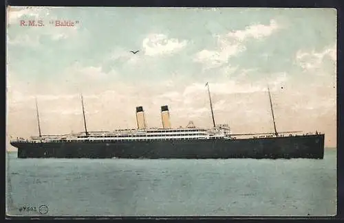 AK Passagierschiff RMS Baltic auf See, White Star Liner