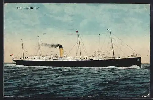 AK Passagierschiff SS Runic auf dem offenen Meer
